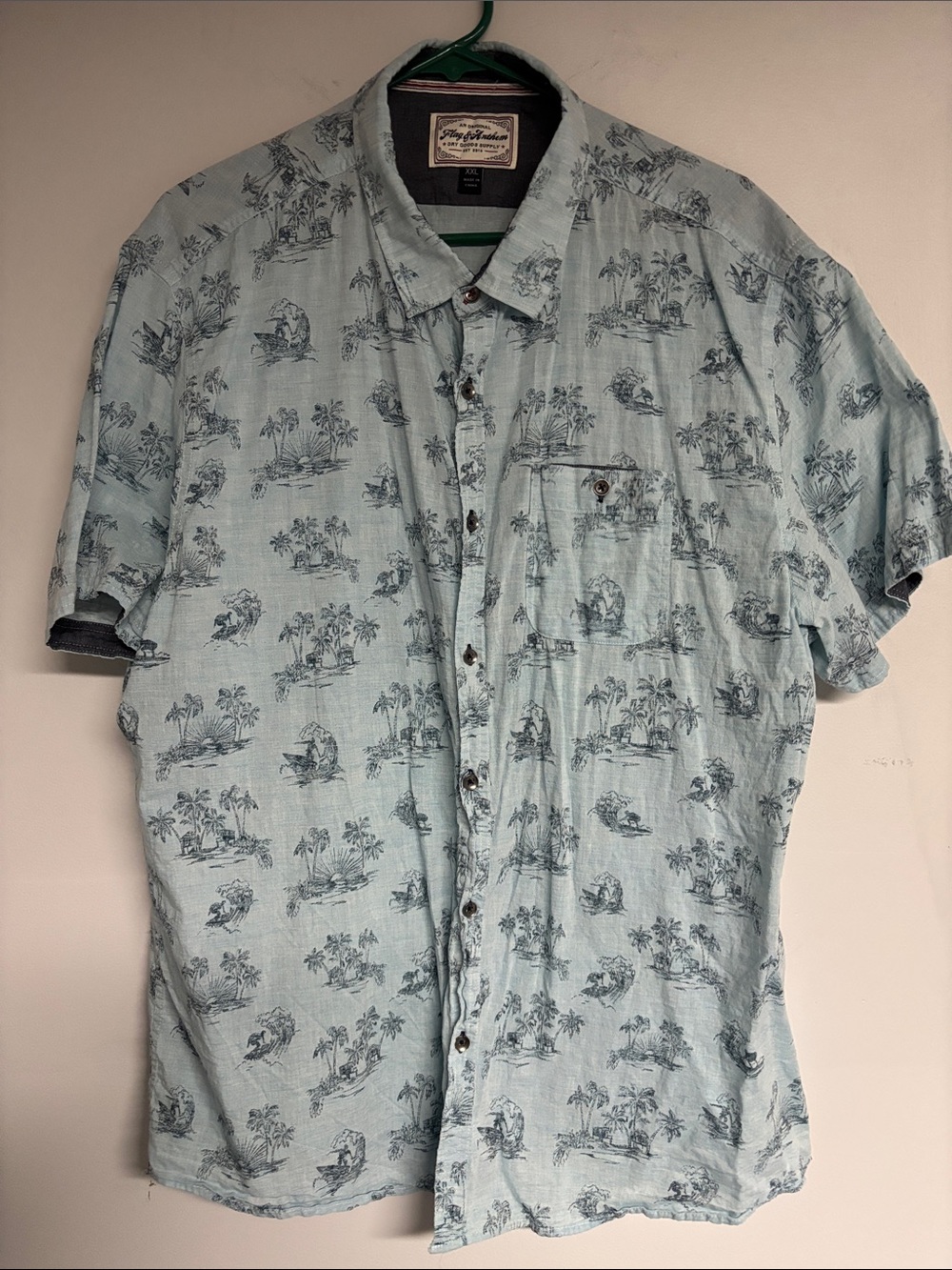 Flag and Anthem Light Blue Tropical Print Short Sleeve Shirt